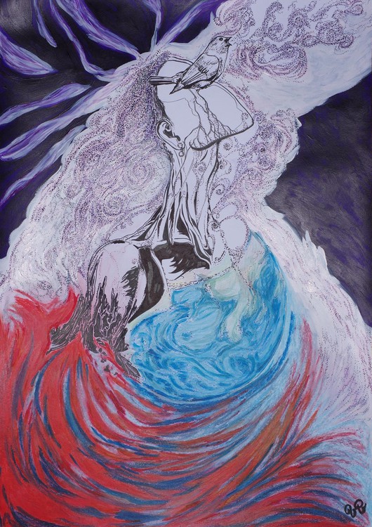 Le Chant de la Terre, mixte dessin/acrylique, A2 42 x 59,4cm