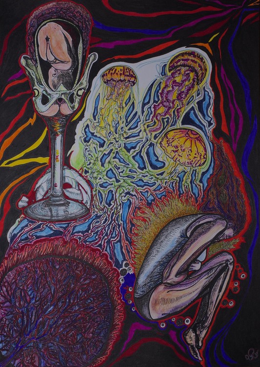 Les Méduses, dessin, A3 42 x 29,7cm