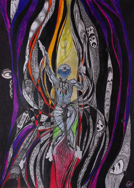 Dans les bois, dessin, A3 42 x 29,7cm
