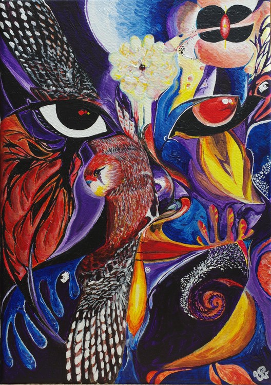 Clairvoyance, acrylique, A3 42 x 29,7cm