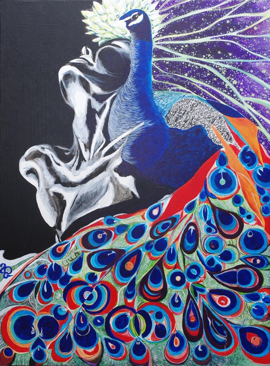 Paon du Jour, acrylique, 60 x 80cm