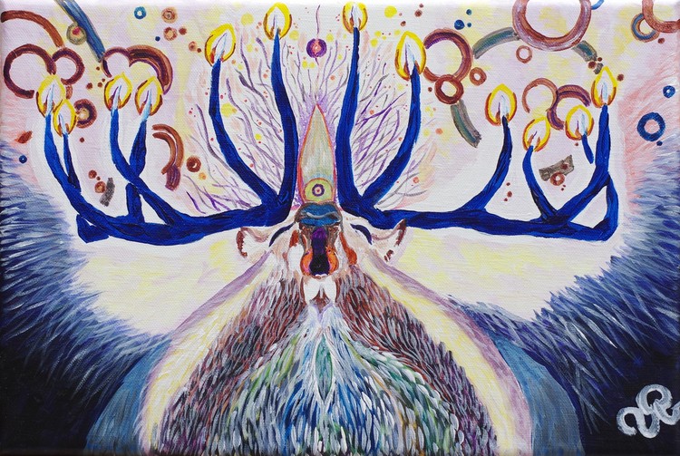 Le Dieu-Cerf, acrylique, 35 x 24cm