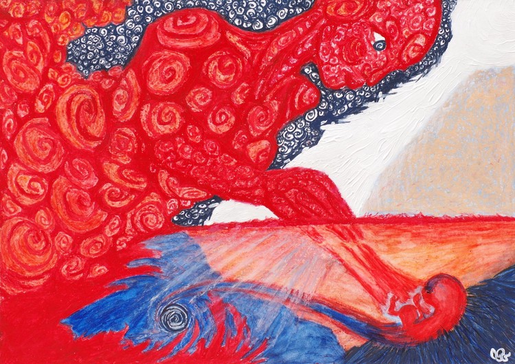 L’Enfant intérieur, mixte dessin/acrylique, A3 42 x 29,7cm