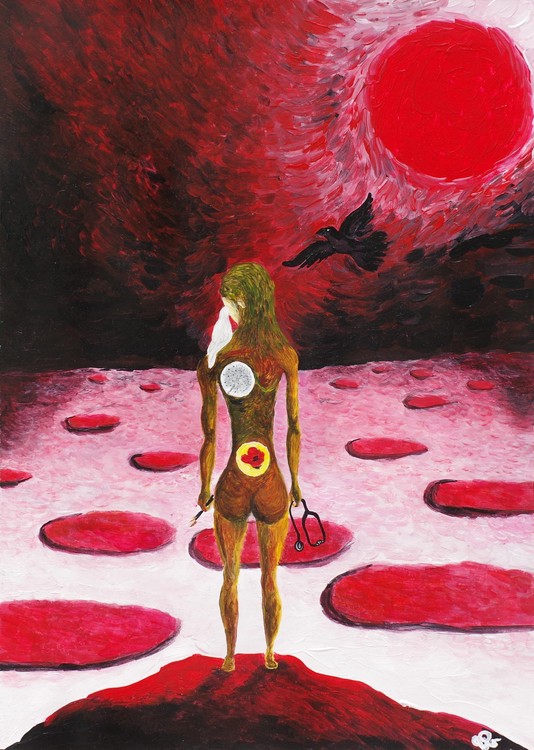 La Traversée, acrylique, A3 42 x 29,7cm